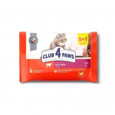 Club 4 Paws Cat Adult Φακελάκι Με Βοδινό Σε Ζελέ 480gr – Προσφορά 5+1 Δώρο