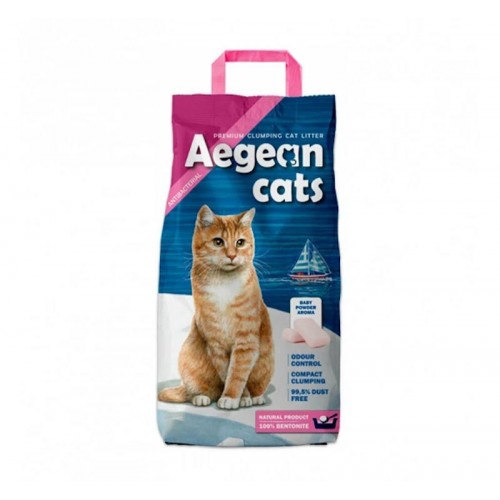 Aegean Cats Baby Powder Άμμος Υγιεινής Μπετονίτη με Άρωμα Πούδρας 11,8Lt (10Kg)