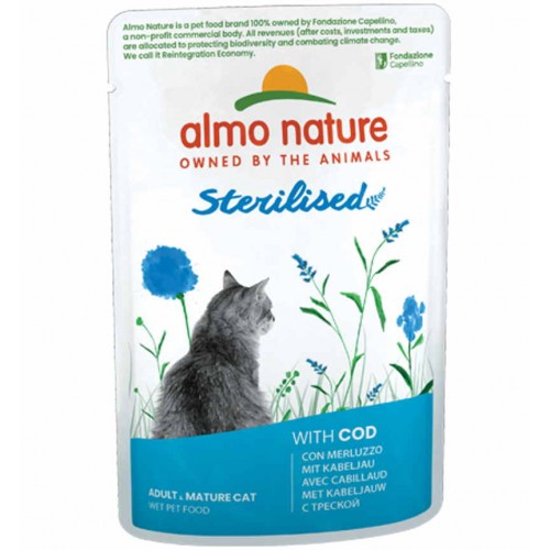 Almo Nature Functional Cat Adult Sterilized Φακελάκι Βακαλάος 70gr