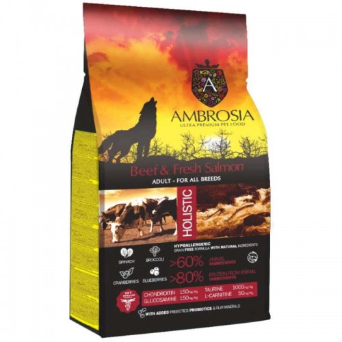 Ambrosia Grain Free Adult Beef & Fresh Salmon 12Kg