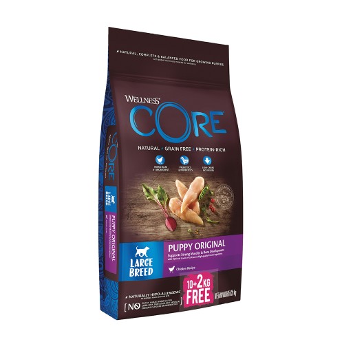 Wellness Core Τροφή Για Σκύλους Puppy Original Large Breed Chicken 10+2kg ΔΩΡΟ