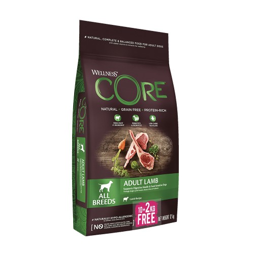 Wellness Core Adult Lamb με Αρνί 10+2kg ΔΩΡΟ