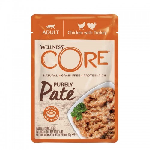Wellness Core Cat Adult Πατέ Κοτόπουλο & Γαλοπούλα 85gr