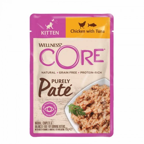 Wellness Core Kitten Πατέ Κοτόπουλο & Τόνος 85gr