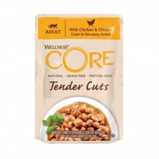 Wellness Core Tender Cuts Fillets Κοτόπουλο & Συκώτι Κοτόπουλου Σε Σάλτσα 85gr