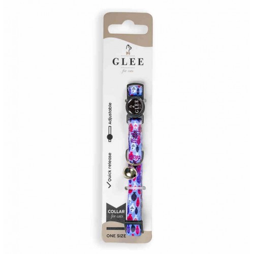 Glee Περιλαίμιο Γάτας Ιμάντας με Πλαστικό Κούμπωμα Ασφαλείας & Κουδουνάκι Blue Fish (10mmx30cm)
