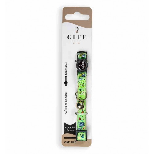 Glee Περιλαίμιο Γάτας Ιμάντας με Πλαστικό Κούμπωμα Ασφαλείας & Κουδουνάκι Green Fish (10mmx30cm)