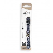 Glee Περιλαίμιο Γάτας Ιμάντας με Πλαστικό Κούμπωμα Ασφαλείας & Κουδουνάκι Grey Fishbone (10mmx30cm)