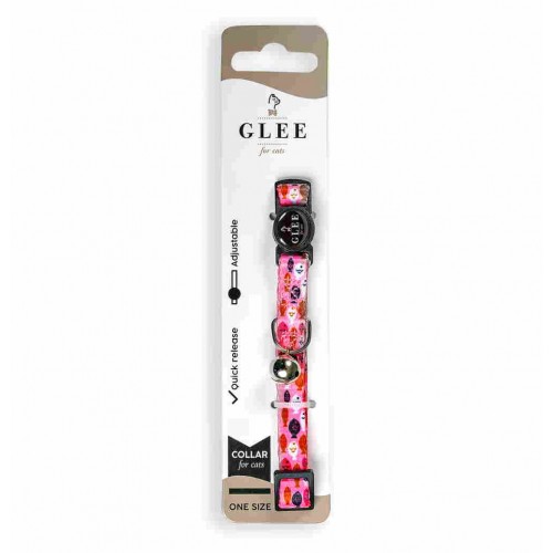 Glee Περιλαίμιο Γάτας Ιμάντας με Πλαστικό Κούμπωμα Ασφαλείας & Κουδουνάκι Pink Fish (10mmx30cm)