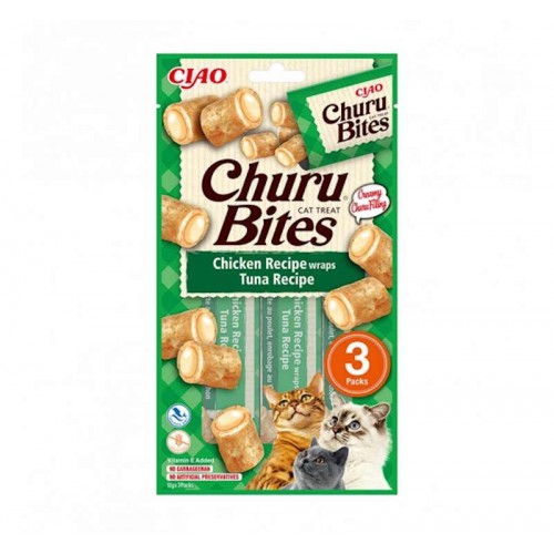 Ciao Churu Bites Λιχουδιά σε Ρολάκια με Γεύση Κοτόπουλο & Τόνο για Γάτες (3x10gr)