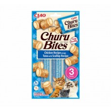Ciao Churu Bites Λιχουδιά σε Ρολάκια με Γεύση Κοτόπουλο, Τόνο & Χτένια για Γάτες (3x10gr)