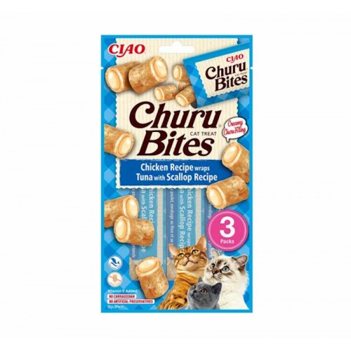 Ciao Churu Bites Λιχουδιά σε Ρολάκια με Γεύση Κοτόπουλο, Τόνο & Χτένια για Γάτες (3x10gr)