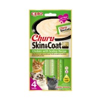 Ciao Churu Skin & Coat Λιχουδιά σε Κρέμα με Γεύση Κοτόπουλο & Χτένια για Γάτες (4x14gr)