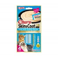 Ciao Churu Skin & Coat Λιχουδιά σε Κρέμα με Γεύση Τόνο & Χτένια για Γάτες (4x14gr)