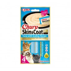 Ciao Churu Skin & Coat Λιχουδιά σε Κρέμα με Γεύση Τόνο & Χτένια για Γάτες (4x14gr)
