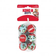 Kong Holiday Squeakair Balls Χριστουγεννιάτικο Παιχνίδι Μάσησης & Ανάκτησης με Ήχο για Σκύλους (4.5cm/6τμχ)
