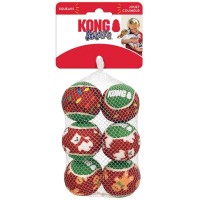 Kong Squeakair Balls Χριστουγεννιάτικο Παιχνίδι Μάσησης & Ανάκτησης με Ήχο για Σκύλους (5.5cm/6τμχ)