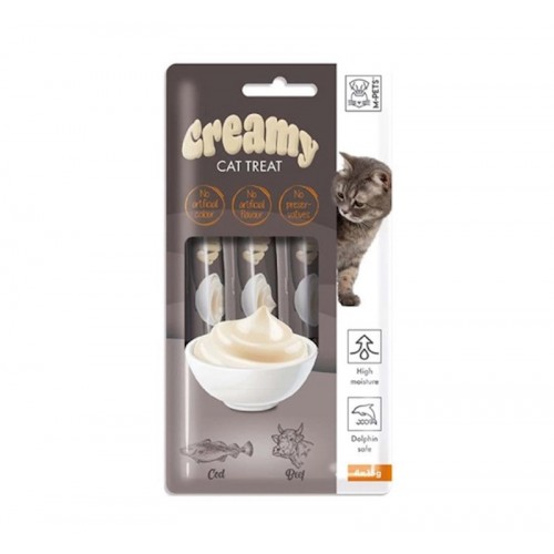Creamy Λιχουδιά σε Κρέμα με Γεύση Βακαλάο & Μοσχάρι για Γάτες (4x15gr)