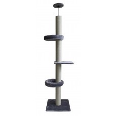 Pet Interest Γατόδεντρο Cat Tower To Ceiling Grey 2 Nests (60x60x248cm)