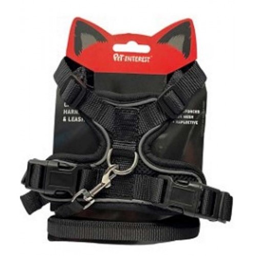 Pet Interest Επιστήθιο H - Harness & Οδηγός για Γάτες Μάυρο/Small