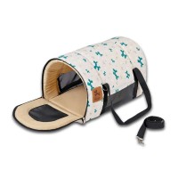 PQP Τσάντα Μεταφοράς Αεροπλάνου Για Σκύλους Γάτες & Τρωκτικά Μπεζ με Σκυλάκια 