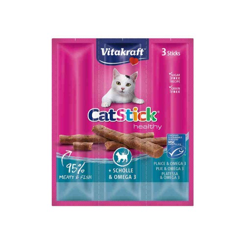 Vitakraft Cat Stick Healthy - Plaice & Omega 3 Λιχουδιά για Γάτες (3x18gr)