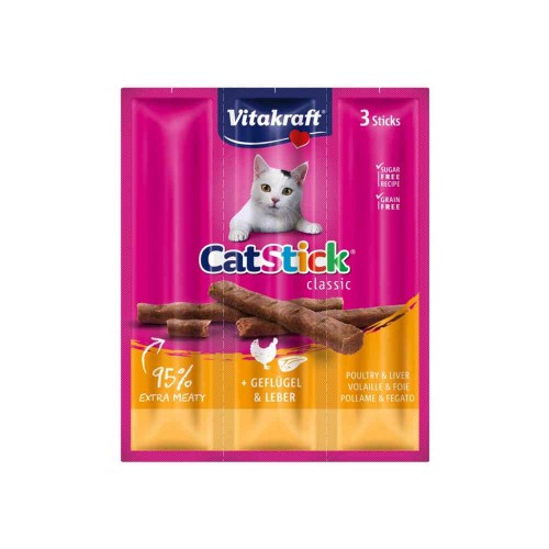 Vitakraft Cat Stick Classic - Poultry & Liver Λιχουδιά για Γάτες (3x18gr)