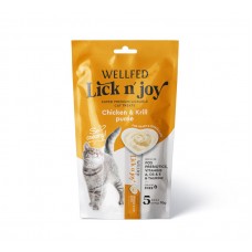 Wellfed Lick N' Joy Λιχουδιά σε Κρέμα με Γεύση Κοτόπουλο & Κριλ για Γάτες (5x14gr)