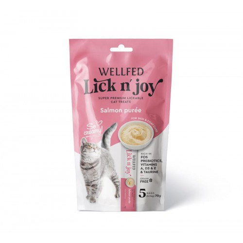 Wellfed Lick N' Joy Λιχουδιά σε Κρέμα με Γεύση Σολομό για Γάτες (5x14gr)