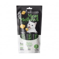 Wellfed Meat Mellows Λιχουδιά σε Ρολάκια με Γεύση Κοτόπουλο & Τυρί για Γάτες (3x10gr)