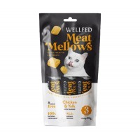 Wellfed Meat Mellows Λιχουδιά σε Ρολάκια με Γεύση Κοτόπουλο & Κρόκο Αυγού για Γάτες (3x10gr)