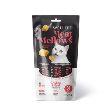 Wellfed Meat Mellows Λιχουδιά σε Ρολάκια με Γεύση Κοτόπουλο & Μοσχάρι για Γάτες (3x10gr)