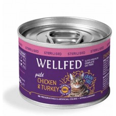 Wellfed Cat Adult Sterilised Πατέ Με Κοτόπουλο & Γαλοπούλα 200gr