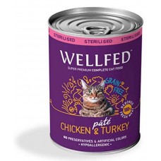 Wellfed Cat Adult Sterilised Πατέ Με Κοτόπουλο & Γαλοπούλα 400gr