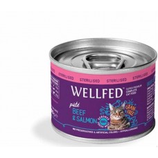 Wellfed Cat Adult Sterilised Πατέ Με Μοσχάρι & Σολομό 200gr