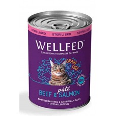Wellfed Cat Adult Sterilised Πατέ Με Μοσχάρι & Σολομό 400gr