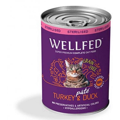 Wellfed Cat Adult Sterilised Πατέ Με Γαλοπούλα & Πάπια 400gr