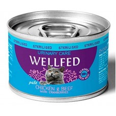 Wellfed Cat Adult Sterilised Urinary Care Πατέ Με Κοτόπουλο, Μοσχάρι & Cranberries 200gr