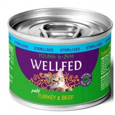 Wellfed Young Cat Sterilised Πατέ Με Γαλοπούλα & Μοσχάρι 200gr