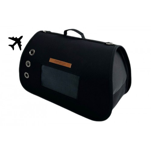 Woofmoda Τσάντα Μεταφοράς Για Σκύλους Γάτες & Τρωκτικά, Μάυρη Για Αεροπλάνο 