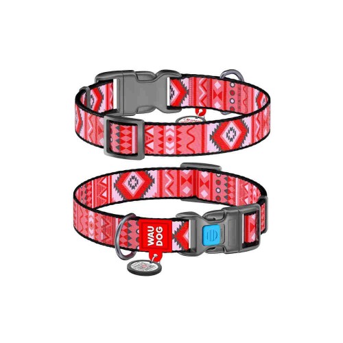 Wau Dog Περιλαίμιο με Smart ID & Πλαστικό Κούμπωμα - Etno Red