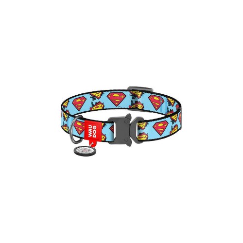 Wau Dog Περιλαίμιο με Smart ID & Μεταλλικό Κούμπωμα Superman Light Blue