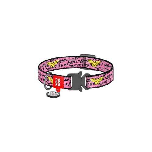 Wau Dog Περιλαίμιο με Smart ID & Μεταλλικό Κούμπωμα Wonder Woman Pink