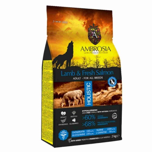 Ambrosia Grain Free Adult Lamb & Fresh Salmon 12Kg