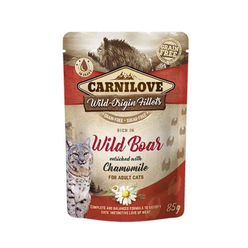 Carnilove Γάτα Φακελάκι Wild Boar enriched with Chamomile 85gr