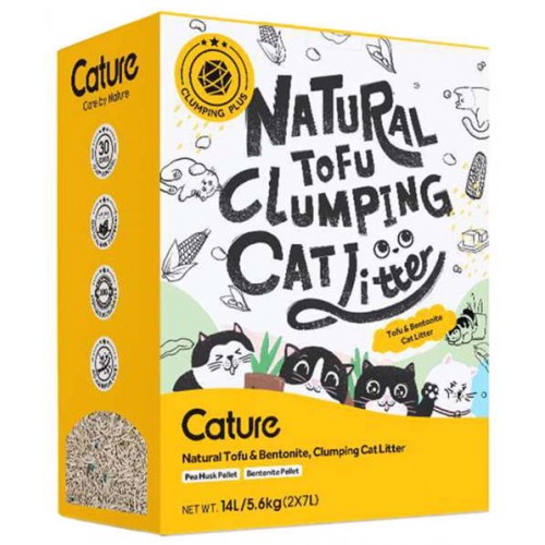 Cature Tofu Betonite Clumping Cat Litter Βιοδιασπώμενο Υπόστρωμα Υγιεινής για Γάτες 14L (5,6Kg)
