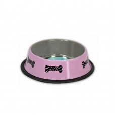 Madpet Πιάτο Ανοξείδωτο & Αντιολισθητικό Ροζ με Κόκαλο 700ml