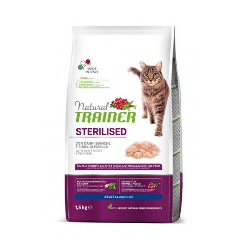 Natural Trainer Low Grain Cat Adult Sterilised με Λευκό Κρέας 1,5Kg