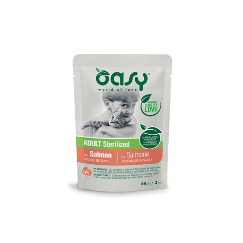 Oasy Cat Lifestage Φακελάκι Σολομός για Στειρωμένα 85gr