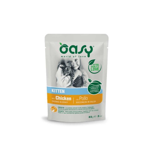 Oasy Cat Lifestage Kitten Φακελάκι Κοτόπουλο 85gr
